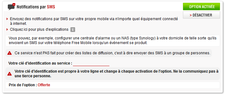 Notification SMS Freemobile